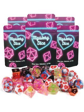 Charming Valentine D&D Dice Set, 6-Piece Mystery Dice for RPG Lovers